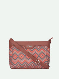 ZOUK Geometric Printed Structured Sling Bag