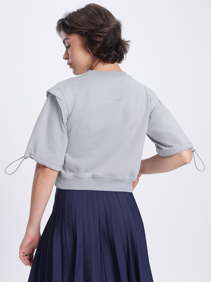 DressBerry Knit Toggled Sleeves Sweatshirt
