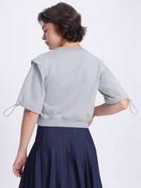 DressBerry Knit Toggled Sleeves Sweatshirt