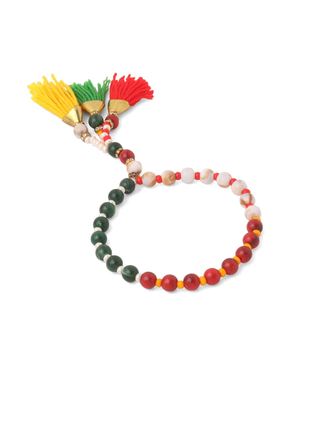 NVR Multicolor Artificial Beads Set of 2 Bhaiya Bhabhi Rakhi with Roli Chawal Chandan