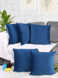 STITCHNEST Blue 5 Pieces Velvet Square Cushion Covers