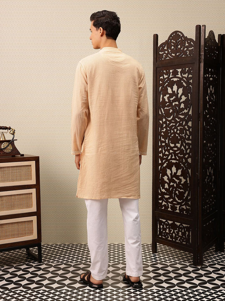 House of Pataudi Striped & Embroidered Jashn Kurta