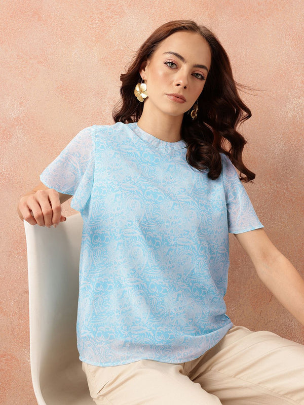 all about you Paisley Printed Flared Sleeve Top