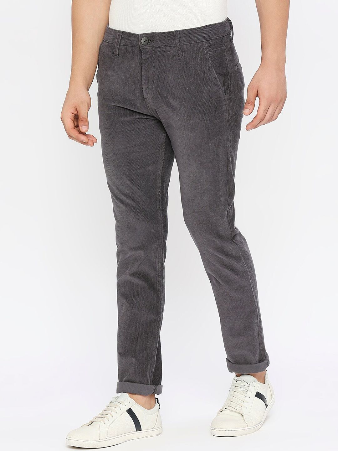 SPYKAR Men Self Design Slim Fit Cotton Trousers