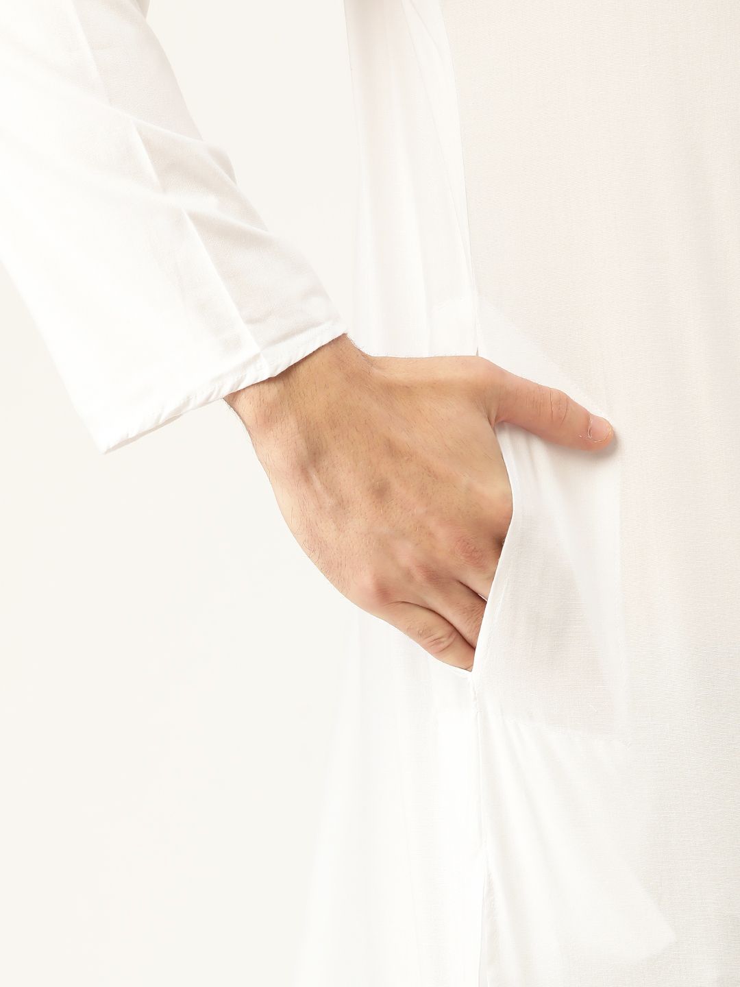 SOJANYA Lelaki Putih Solid Straight Asymmetric Kurta