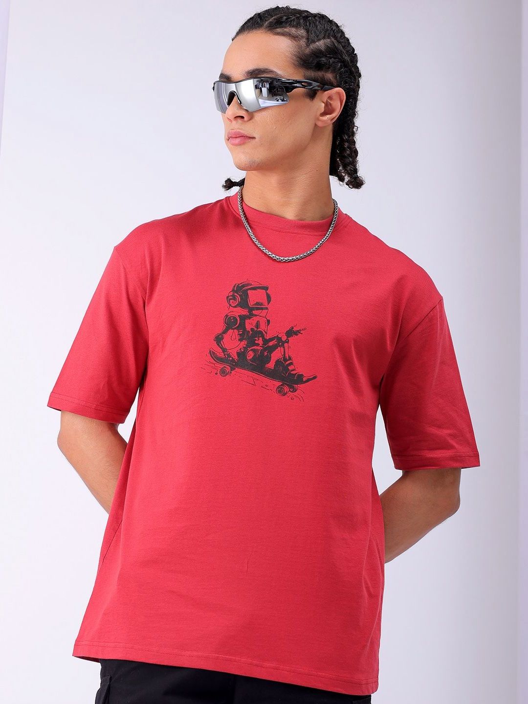 The Indian Garage Co Men Back Printed Boxy Oversized Pure Cotton T-shirt