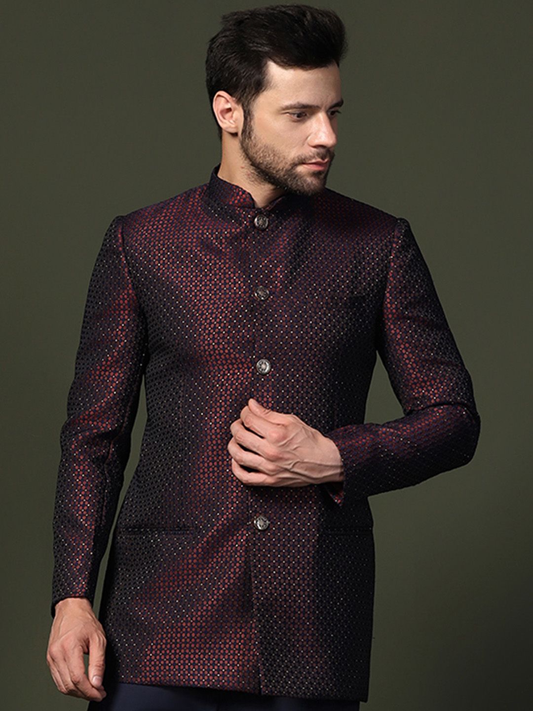 KeSH lelaki reka bentuk diri Slim Fit Jodhpuri Bandhgala Blazer