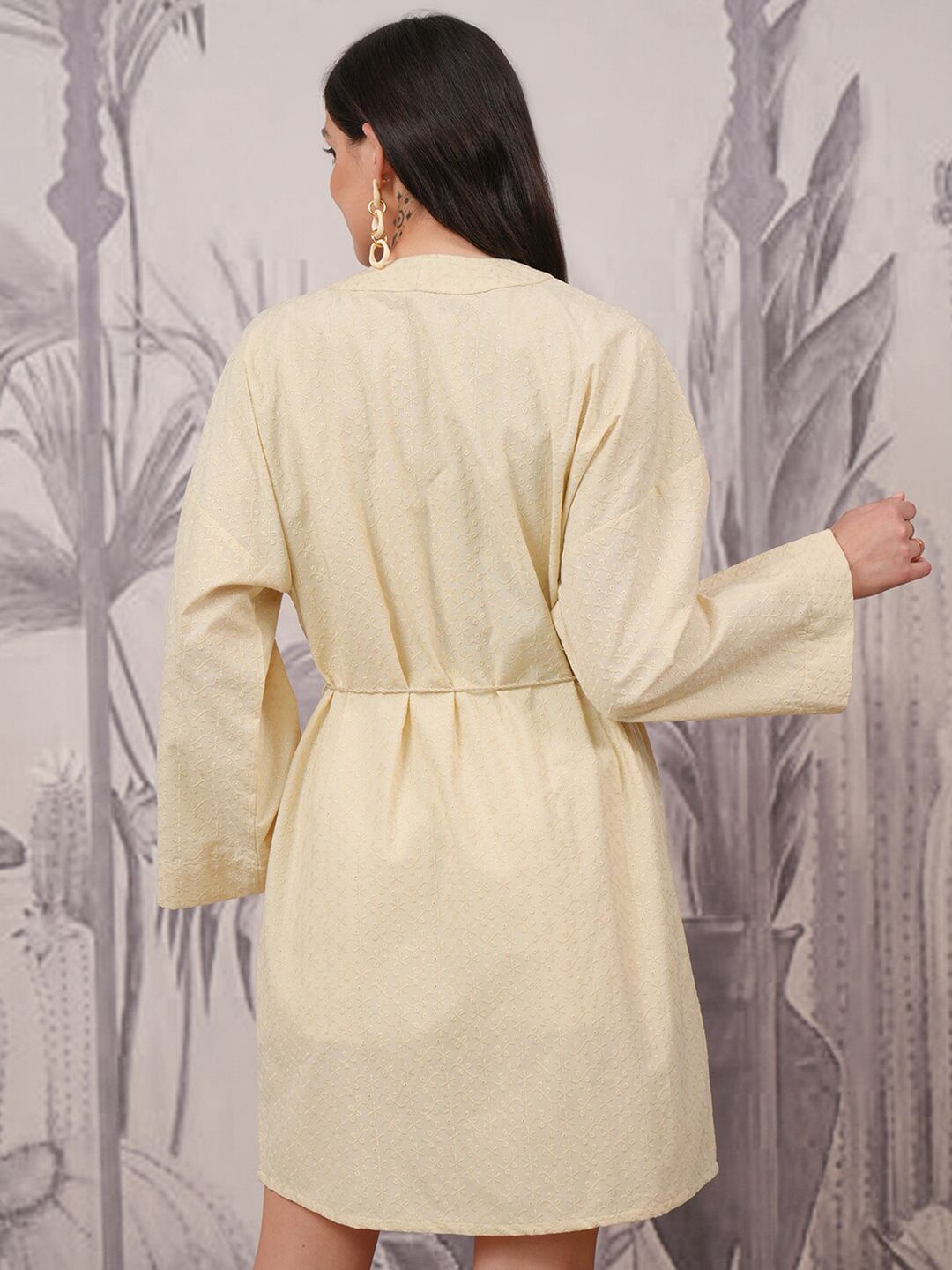 Vishudh Self Design Schiffli Longline Shrug