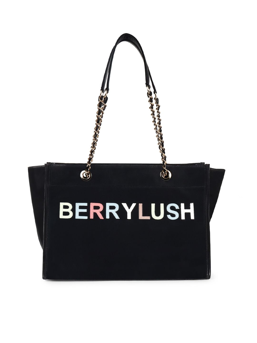 Berrylush Black PU Structured Oversized Shoulder Bag