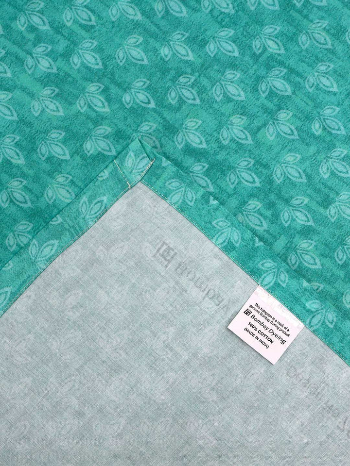 BOMBAY DYEING Celebrating India SeaGreen Print 300TC Cotton King Bedsheet & 4 Pillow Cover