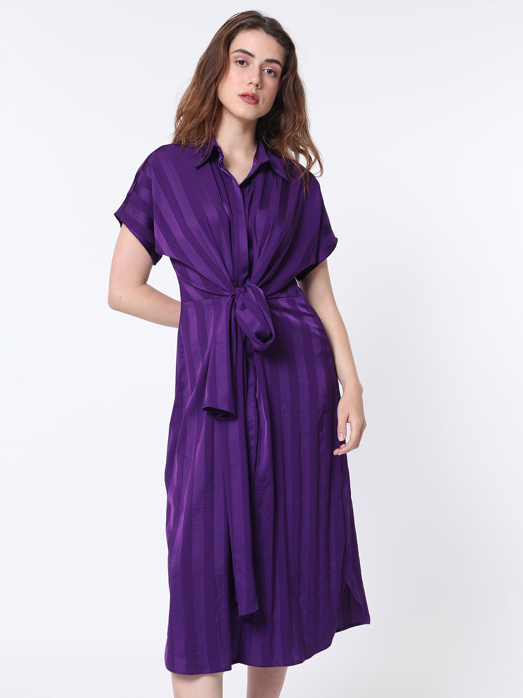 RAREISM Striped A-Line Midi Dress