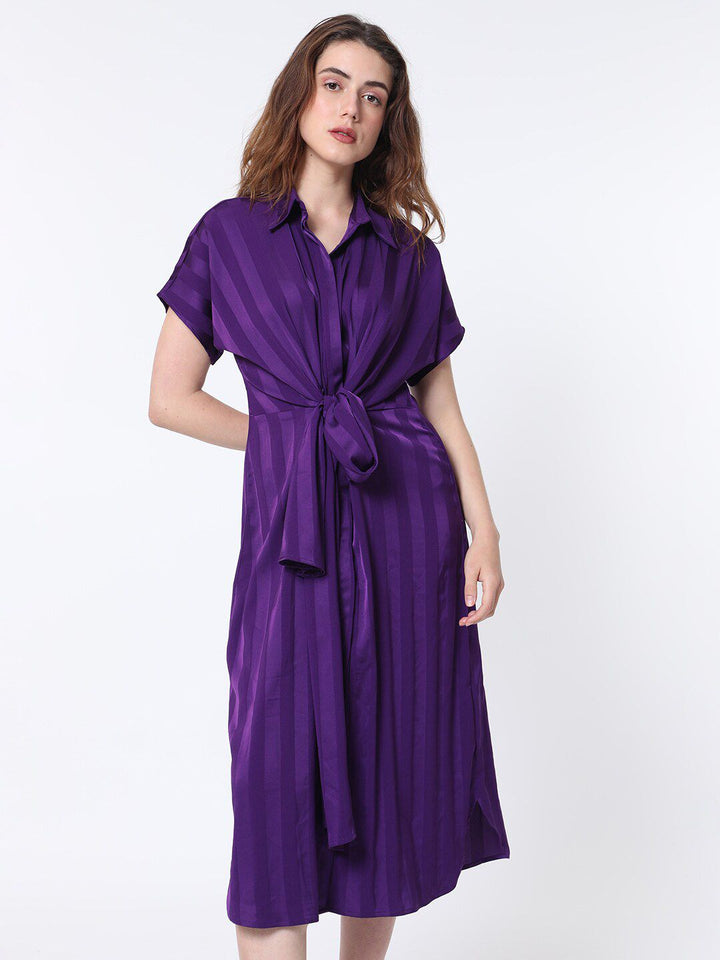 RAREISM Striped A-Line Midi Dress
