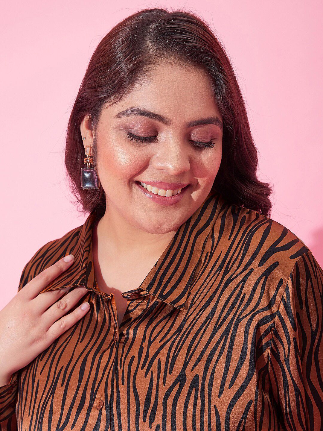 CURVY STREET Women Boxy Printed Casual Shirt