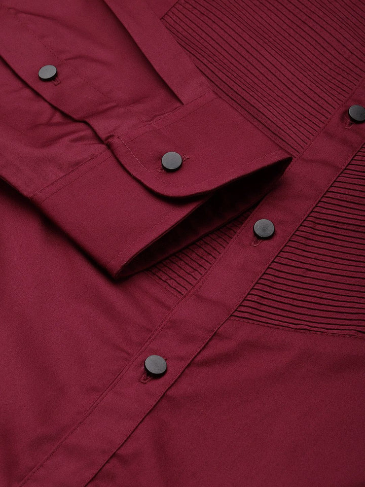 House of Pataudi Pure Cotton Pleated Opaque Party Shirt