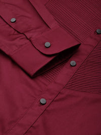 House of Pataudi Pure Cotton Pleated Opaque Party Shirt
