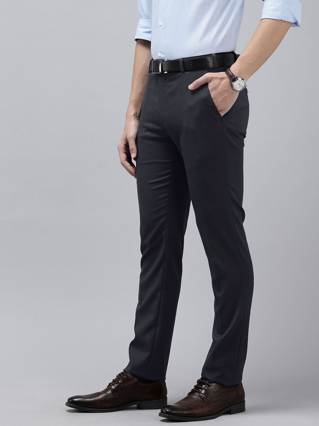 Park Avenue Men Textured Slim Fit Formal Trousers