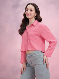 DressBerry Seersucker Checked Boxy Casual Shirt