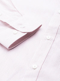 Raymond Men White Striped Pure Cotton Slim Fit Casual Shirt