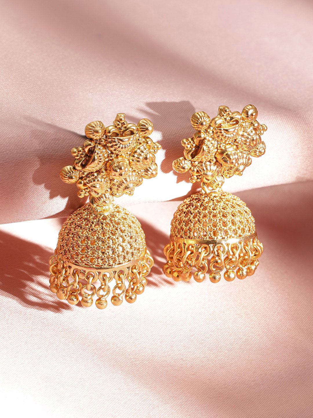 Rubans 22k Gold-Plated Artificial Beads Beaded Royalty Exquisite Necklace & Earrings