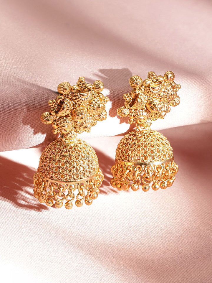 Rubans 22k Gold-Plated Artificial Beads Beaded Royalty Exquisite Necklace & Earrings