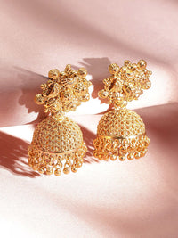 Rubans 22k Gold-Plated Artificial Beads Beaded Royalty Exquisite Necklace & Earrings