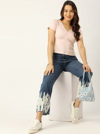 DressBerry Solid V-Neck Cotton Top