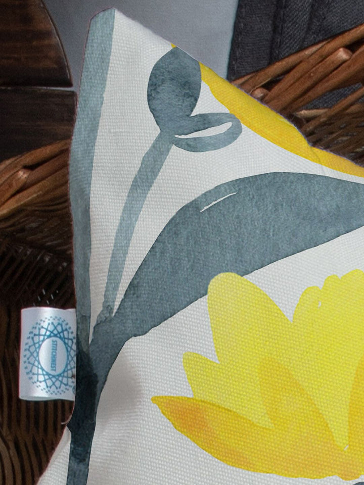 STITCHNEST Set of 5 Yellow & Grey Geometric Square Cushion Covers