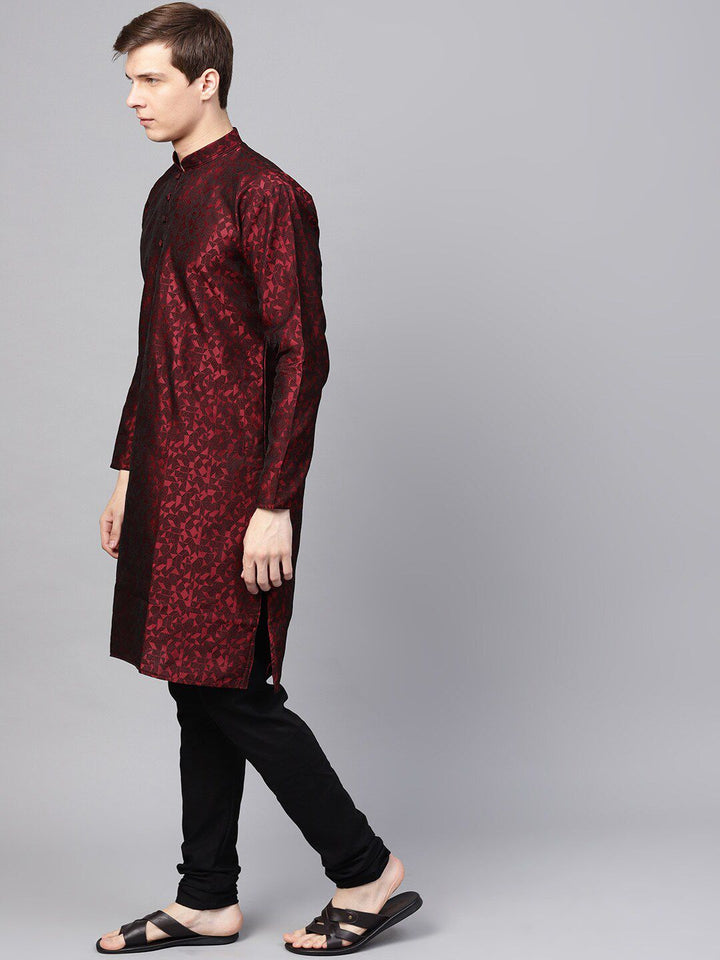 SOJANYA Mandarin Collar Woven Design Kurta