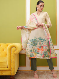 Vishudh Floral Printed Regular Pure Cotton Kurta with Trousers & With Dupatta