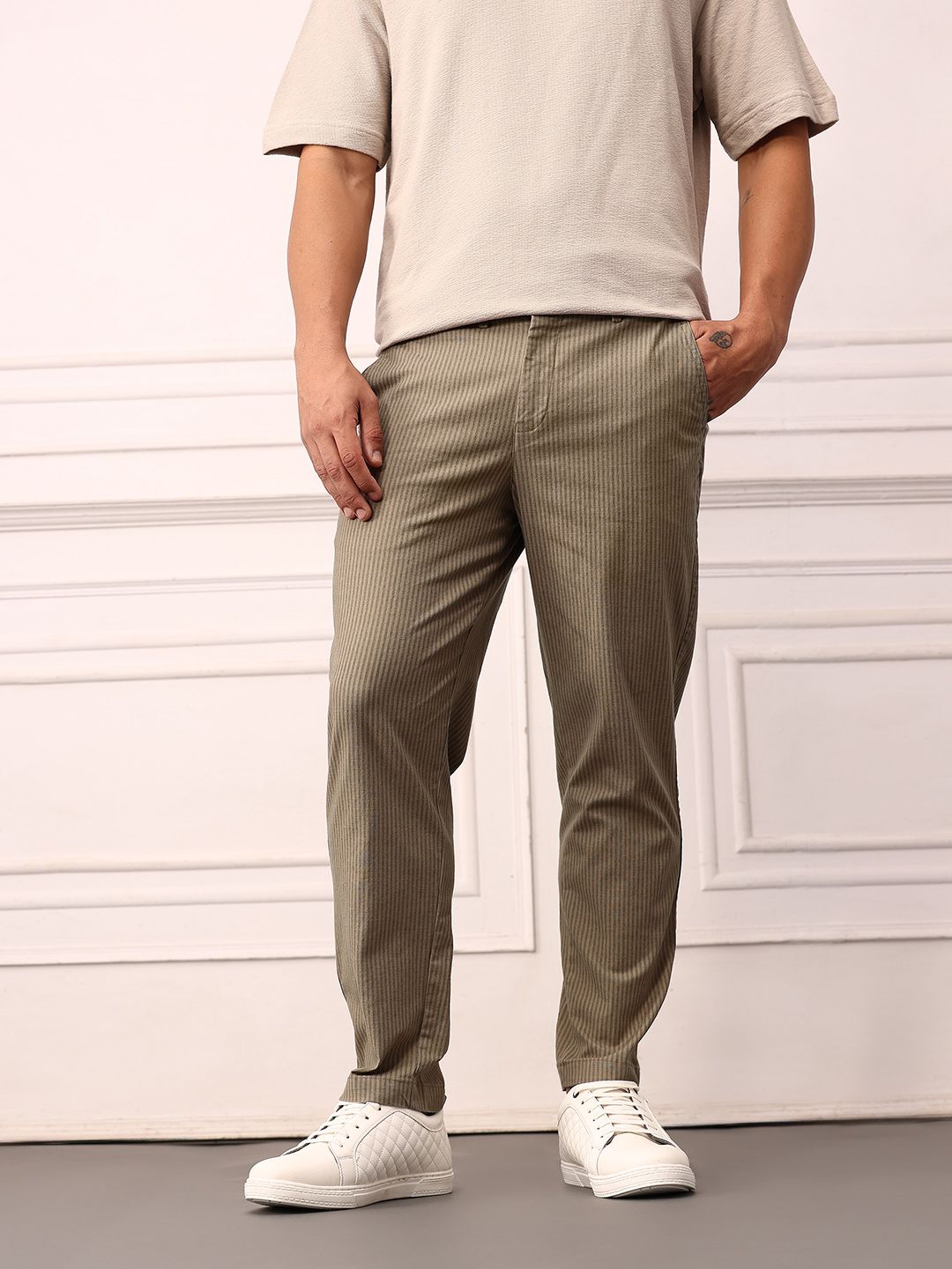 Mr Bowerbird Men Striped Urban Trousers