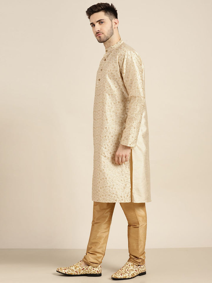 SOJANYA Men Beige Floral Kurta