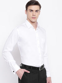 Hancock Men Relaxed Spread Collar Long Sleeves French Cuff Pure Cotton Formal Shirt