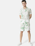Campus Sutra Men White & Green Tie Dye Printed Co-Ords