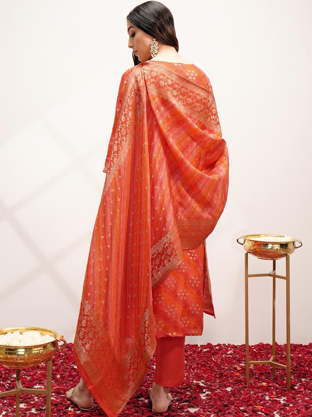 Vishudh Ethnic Motifs Embroidered Regular Kurta with Trousers & With Dupatta