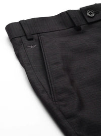 Park Avenue Men Charcoal Black Checked Smart Fit Formal Trousers