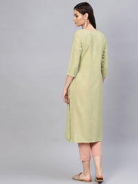 SOJANYA Kurta Lurus Pepejal Hijau Wanita