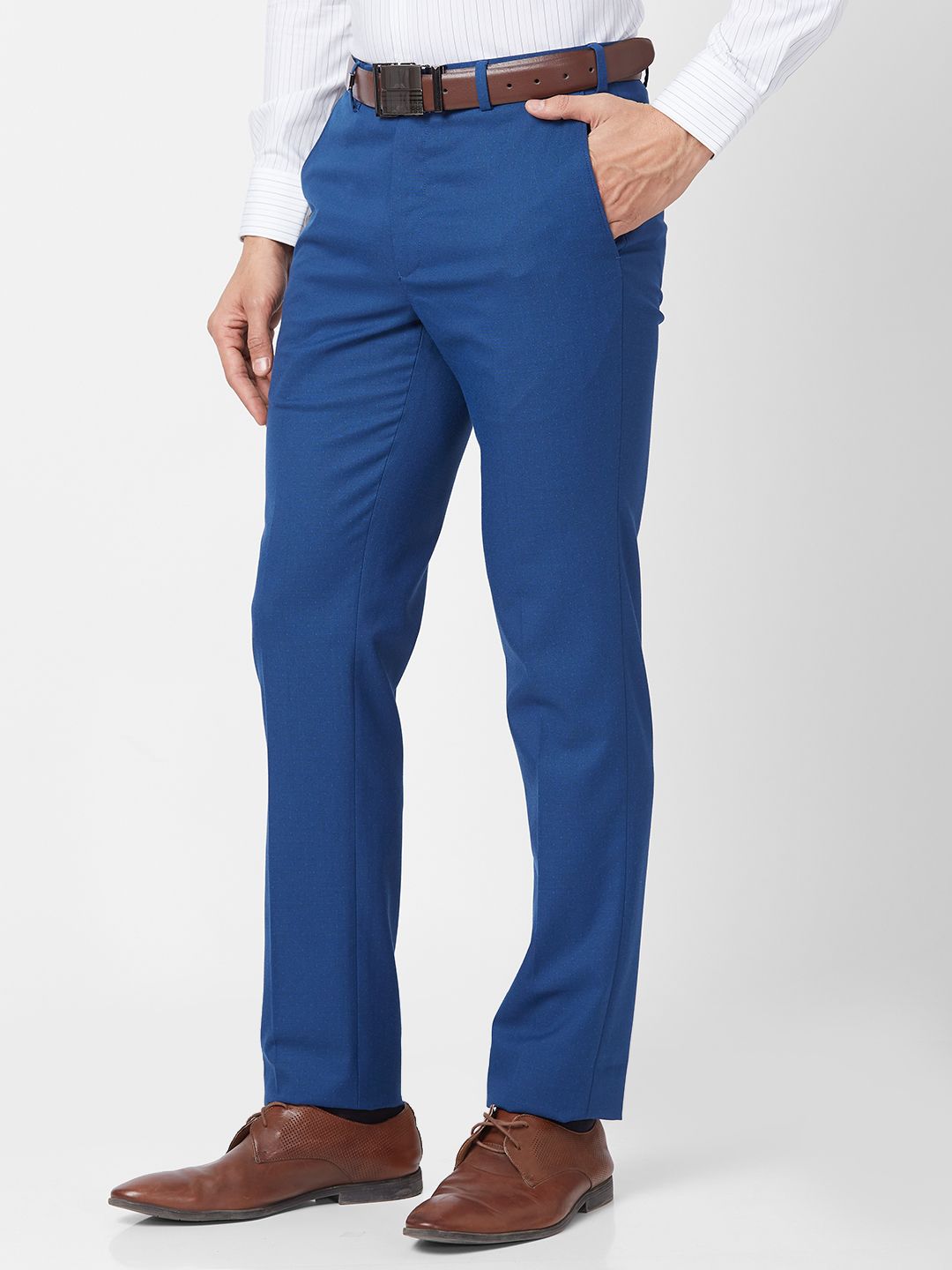 Park Avenue Men Textured Super Slim Fit Formal Trousers
