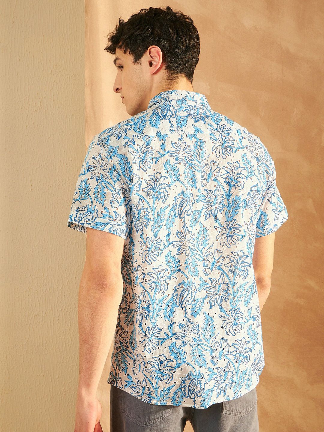 DENNISON Block Printed Schiffli Oversized Casual Shirt