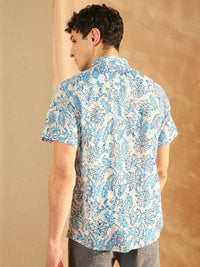 DENNISON Block Printed Schiffli Oversized Casual Shirt
