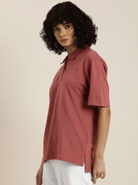 DILLINGER Womens Honeycomb Structure Oversized Polo T-shirt