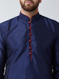 SOJANYA Lelaki Navy Blue Solid Kurta Lurus
