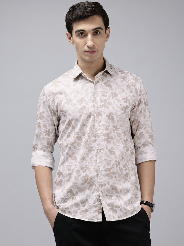 Park Avenue Pure Cotton Slim Fit Floral Printed Casual Shirt