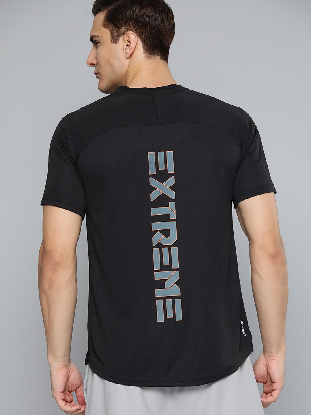 HRX By Hrithik Roshan Training Men Jet Black Rapid-Dry Typography Tshirts
