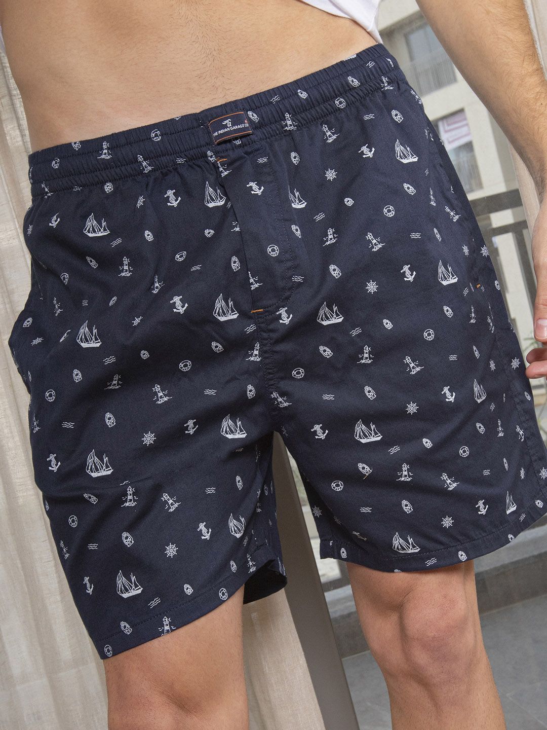 The Indian Garage Co Men Navy Blue & Off-White Conversational Printed Boxers 0620-BXR05-06