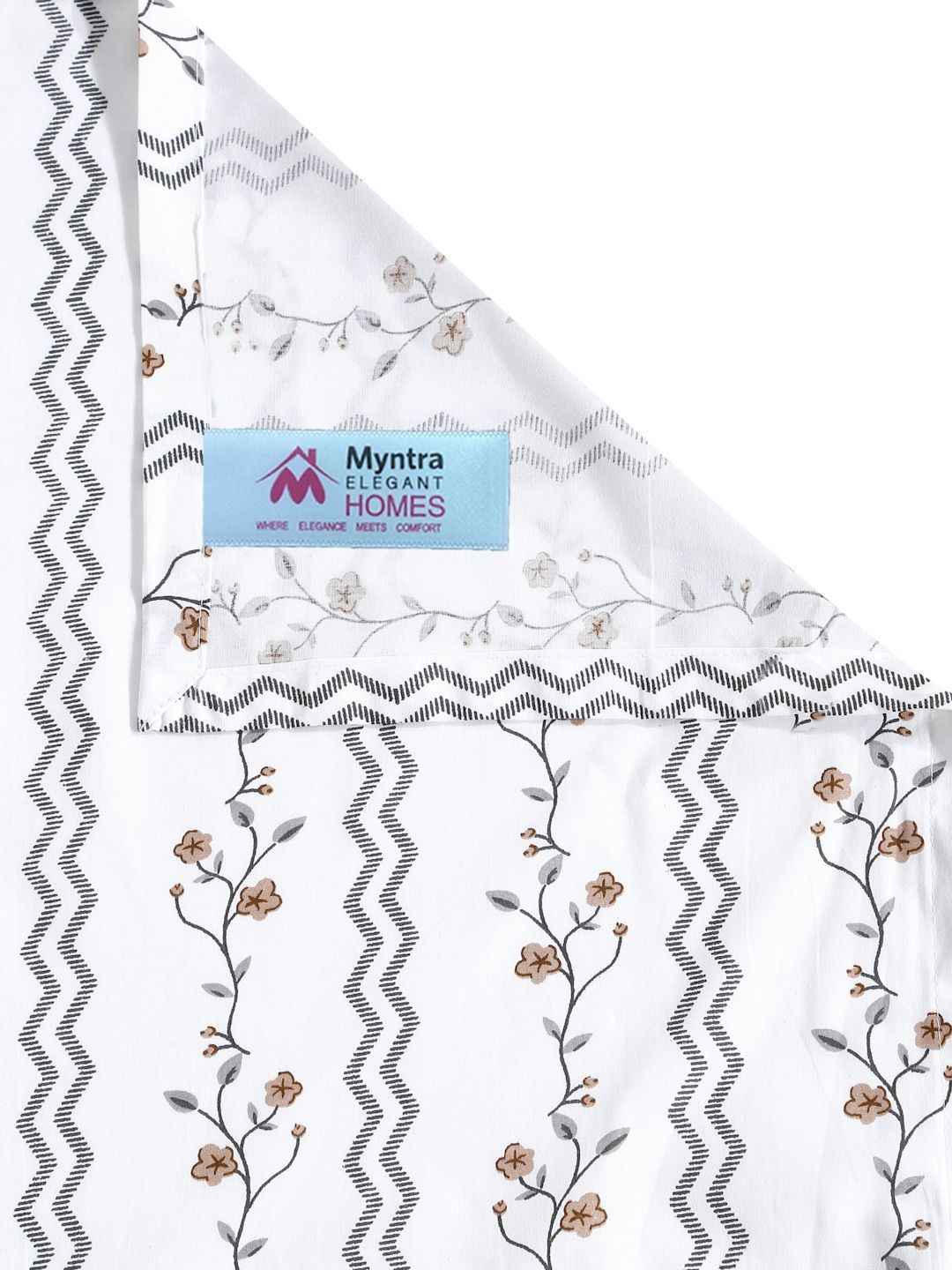 Myntra Elegant Homes White Floral 400 TC Bedsheet with 2 Pillow Covers
