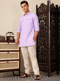 House of Pataudi Shirt Collar Pocket Detailing Rozana Kurta