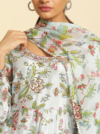 W Floral Printed Anarkali Kurta With Leggings & Dupatta