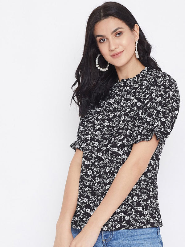 Berrylush Women Black Printed Top