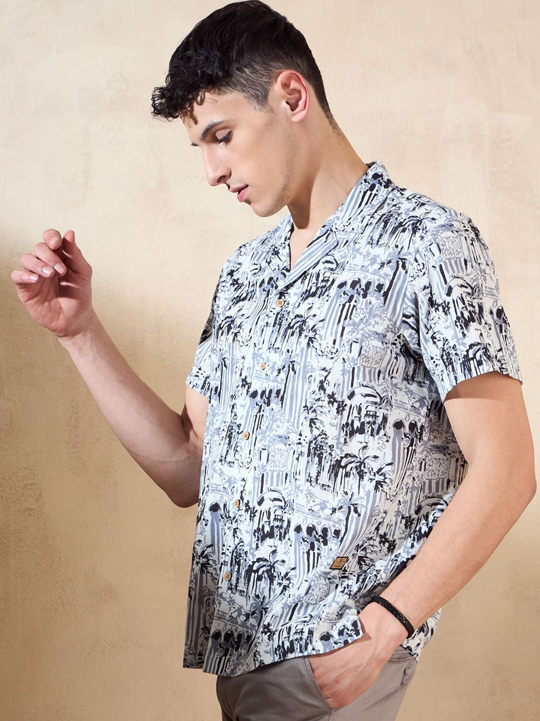 DENNISON Block Printed Oversized Casual Shirt