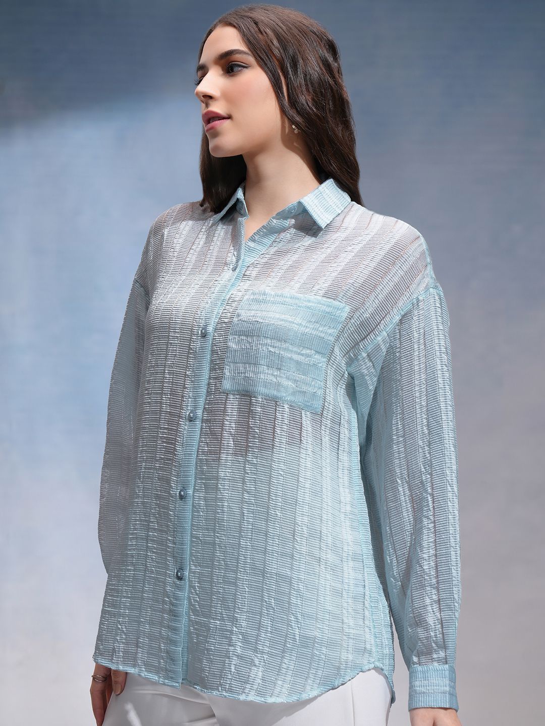CHIC BY TOKYO TALKIES Women Horizontal Stripes Opaque Striped Casual Shirt